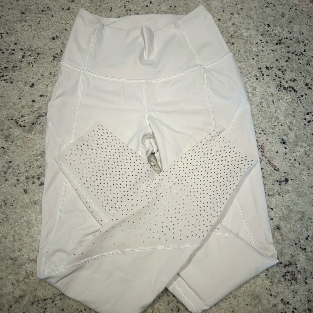Lululemon Athletica White Perforated Leggings